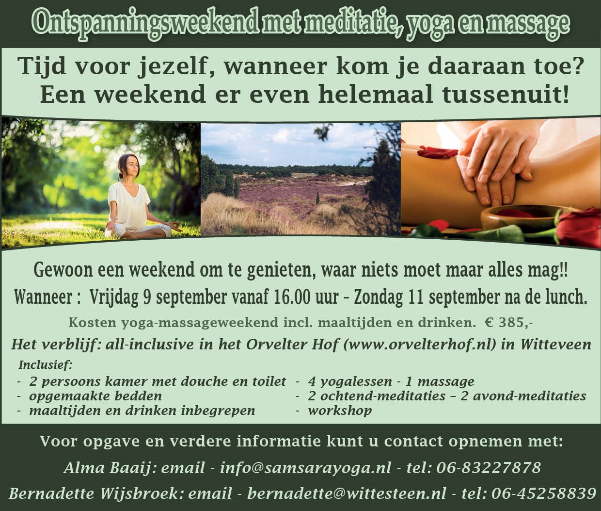 Ontspanningsweekend met meditatie, yoga en massage